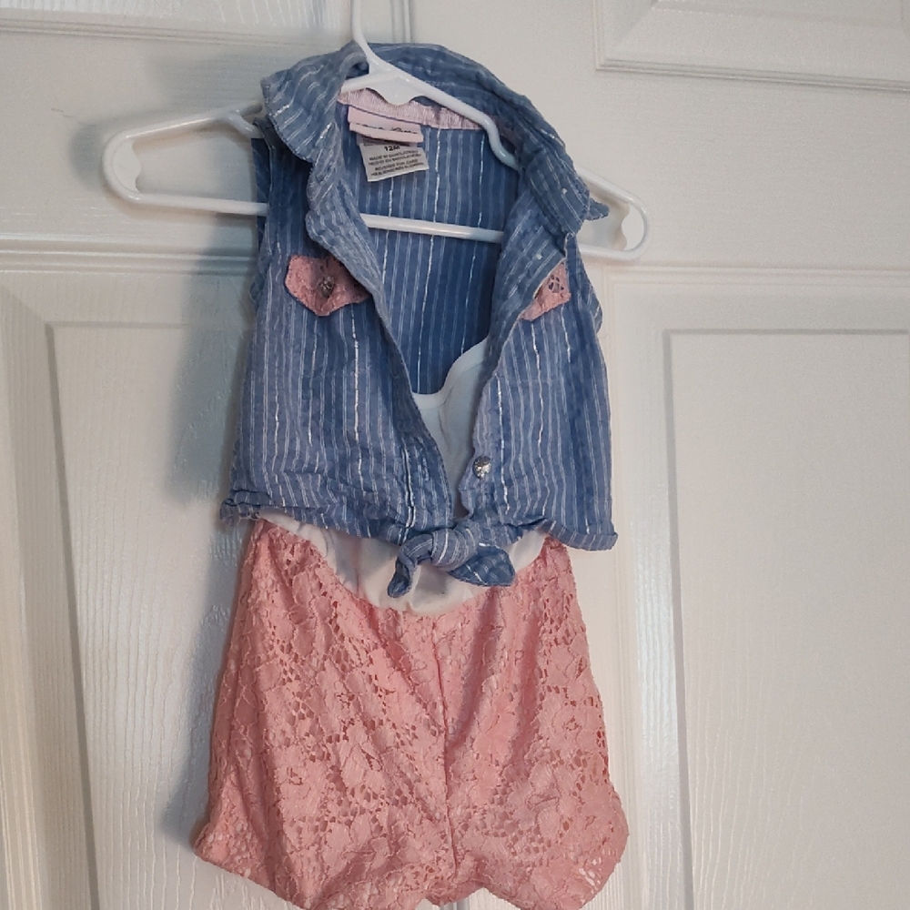 Little Lass Blue and Pink Striped Outfit